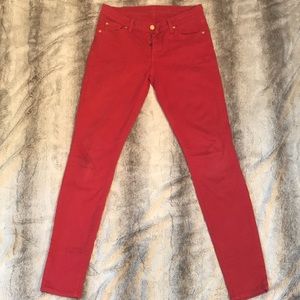 7 For All Mankind Red Skinny Jeans